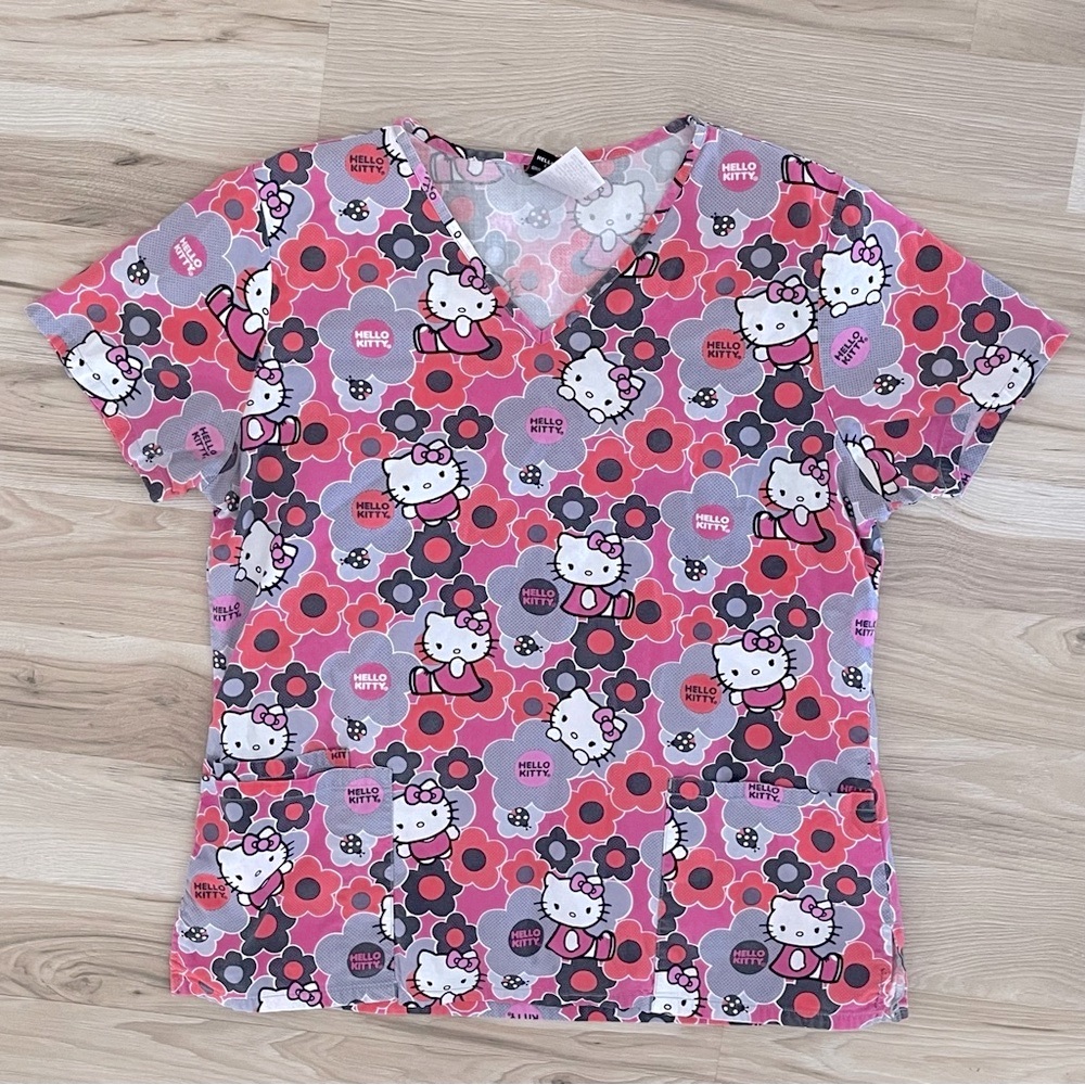 Hello Kitty Pink and Purple V-Neck Scrub Top